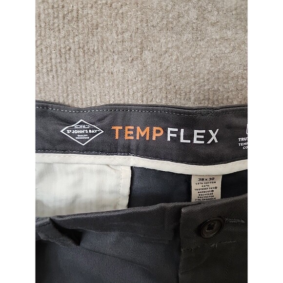 St Johns Bay Temp Flex Chino Pants Mens 38x30 Gray Stretch Comfort NEW - Picture 8 of 11